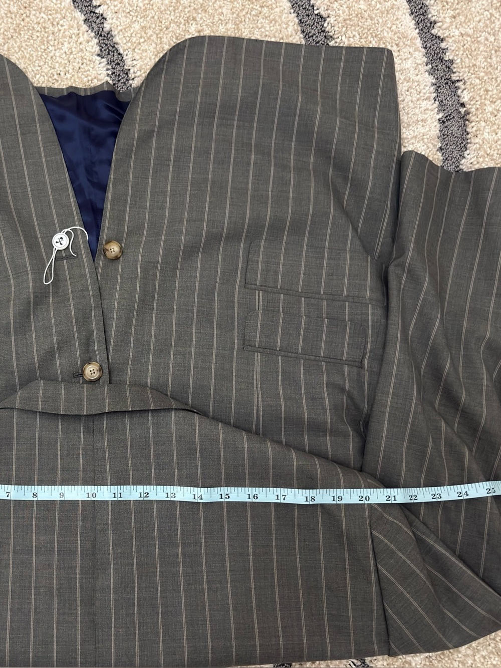 NWT Oliver Wicks Suit 50 Sage Green Tropical Wide Stripe Canvassed Wool Custom - Picture 12 of 16
